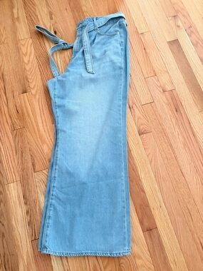 New loft size 32 petite 14 Light Blue Women’s Wide-Leg Jeans with Tie Waist